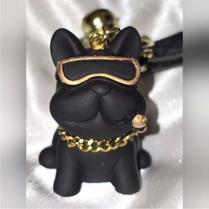 BullDog Keychain with Gold Accents